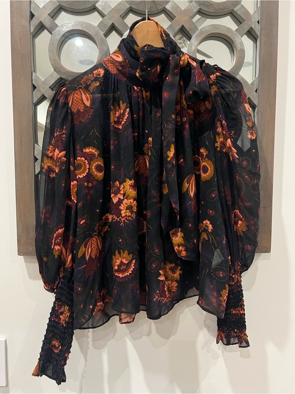 Ulla Johnson Black Floral-Print Pleated Dress